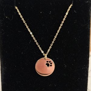 14k dog print disc necklace